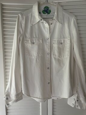 H&M Cream Button-Down Shirt with Chest Pockets